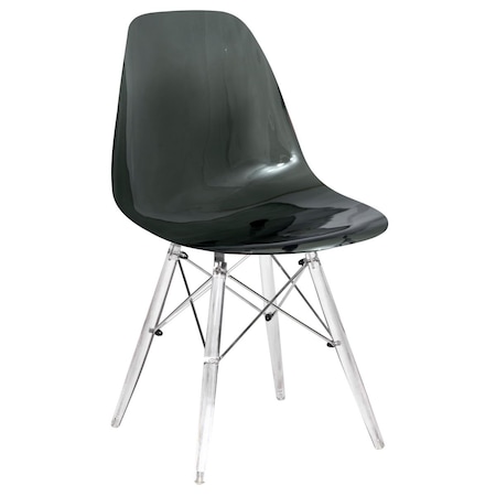 Kd 32.40 in. Dover Molded Side Chair with Acrylic Base Transparent Black KD3035872